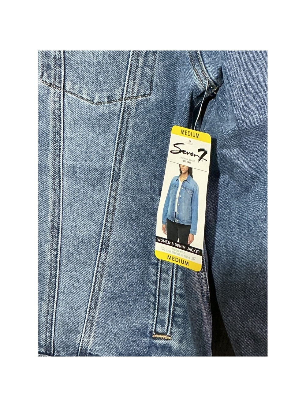 Seven 7 Woman's Denim Trucker Jacket Size Medium - Picture 6 of 7